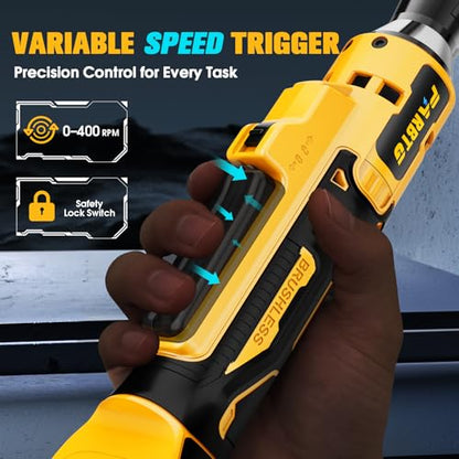 1/2 Inch Cordless Ratchet Wrench Compatible with DeWalt 20V Max Battery, 74Ft-Lbs (100N.m) High Torque, Brushless Motor, 0-400RPM Variable Speed, 7 Sockets, 1/2" to 3/8" Adapter, 3" Extension Bar