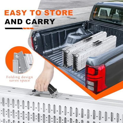72.5" Heavy Duty Folding Loading Ramps, 1500lb Capacity, Ideal for Motorcycles, Lawn Mowers, ATVs, UTVs, and More – Pack of 2 with Safety Straps and Gloves