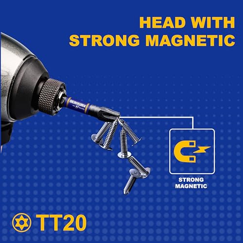 Geinxurn 2 In. Security T20 Impact Magnetic Screwdriver Bit Set, 51 Pieces #20 Torx Head Power Bit Set, S2 Alloy Steel Hollow Star Bit Set with 1 Pcs Impact Bit Holder - size: 2"-51PCS, style: TT20