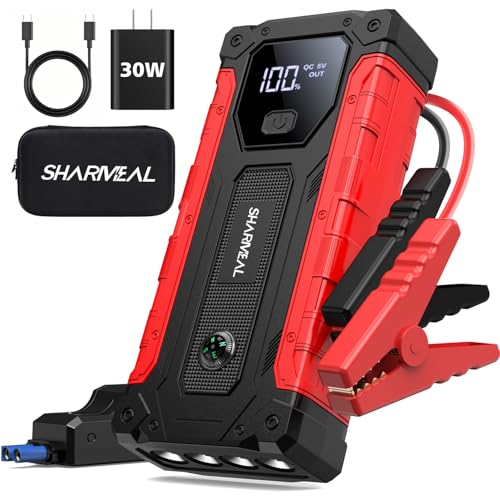 Sharmeal Car Jump Starter 7000A, Jump Starter Battery Pack with PD 30W Quick Charger, 12V Portable Jump Box (for All Gas and 12.0L Diesel) with 4 LED Light - color: 7000A +PD30W Fast Charging(Enhanced Version 2026)