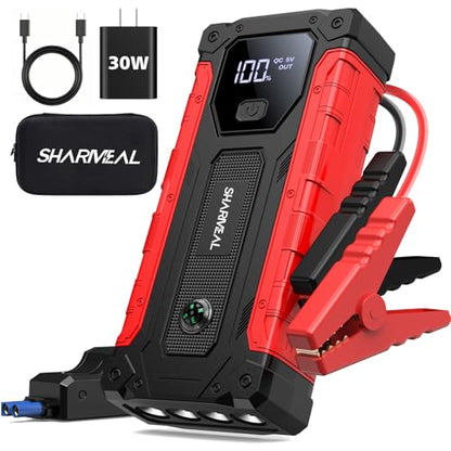 Sharmeal Car Jump Starter 7000A, Jump Starter Battery Pack with PD 30W Quick Charger, 12V Portable Jump Box (for All Gas and 12.0L Diesel) with 4 LED Light - color: 7000A +PD30W Fast Charging(Enhanced Version 2026)