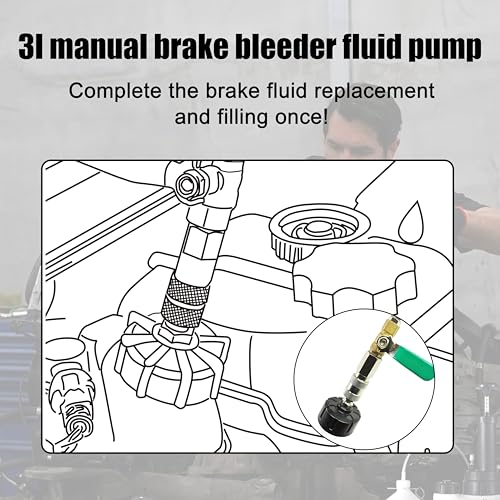 SGT 3L Brake Bleeder Kit，Manual Brake Bleeder Fluid Pump with 1L Brake Fluid Bleed Bottle and 4 Master Cylinder Adapters for Most Vehicles