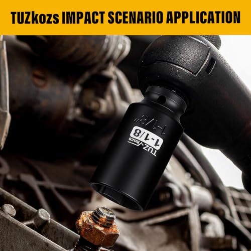 1/2 Inch Drive 1-1/8 Inch Deep SAE 6 Point CR-MO Impact Socket | Radius Corner Design,Square Chamfered Opening,Axle Nut Impact Grade Socket for Easy Removal - size: 1/2” Drive 1-1/8 Deep, style: 1/2" Drive Deep Socket