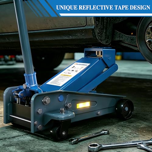 LARBANKE 3 Ton (6,600 lbs) Heavy Duty Steel Floor Jack, Hydraulic Service Jack with Unique Reflective Tape, Rapid Lifting Range 5.31" to 18.11" for Sedans, Coupes, Compact SUVs and Pickups