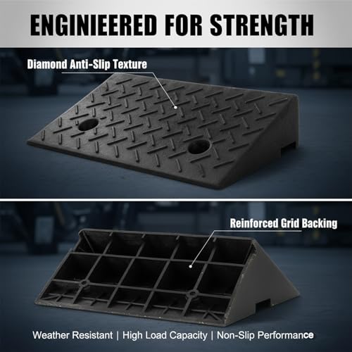 5" Curb Ramp - PLSER Rubber Curb Ramps Curb Ramps for Driveway 7700LBS/3.5T Capacity Vehicle Ramps for Motorcycle Car Bike Wheelchair,2PCS - size: 19.69"×11.81"×5"