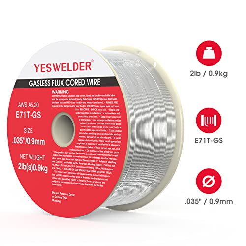 YESWELDER Flux Core Gasless MIG Wire, E71T-GS Mild Carbon Steel .035-Inch Diameter 2-Pound, Strong ABS Plastic Spool Welding Wire (3Packs) - size: .035'' 3pk