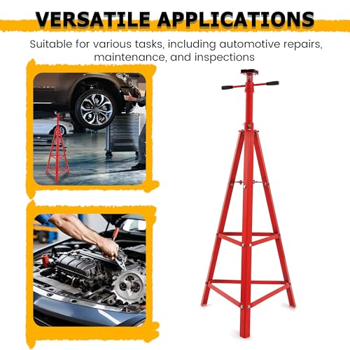 KUAFU Adjustable Under Hoist Tripod Stand 2 Ton High Lift Jack Stand Reach | Underhoist Support Stand 4000lbs Capacity Lift Stand for Car Lift High-Position Lift Range 47.4"-84.5" - size: Red
