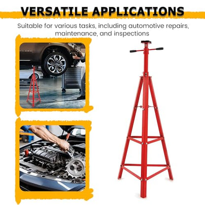 KUAFU Adjustable Under Hoist Tripod Stand 2 Ton High Lift Jack Stand Reach | Underhoist Support Stand 4000lbs Capacity Lift Stand for Car Lift High-Position Lift Range 47.4"-84.5" - size: Red