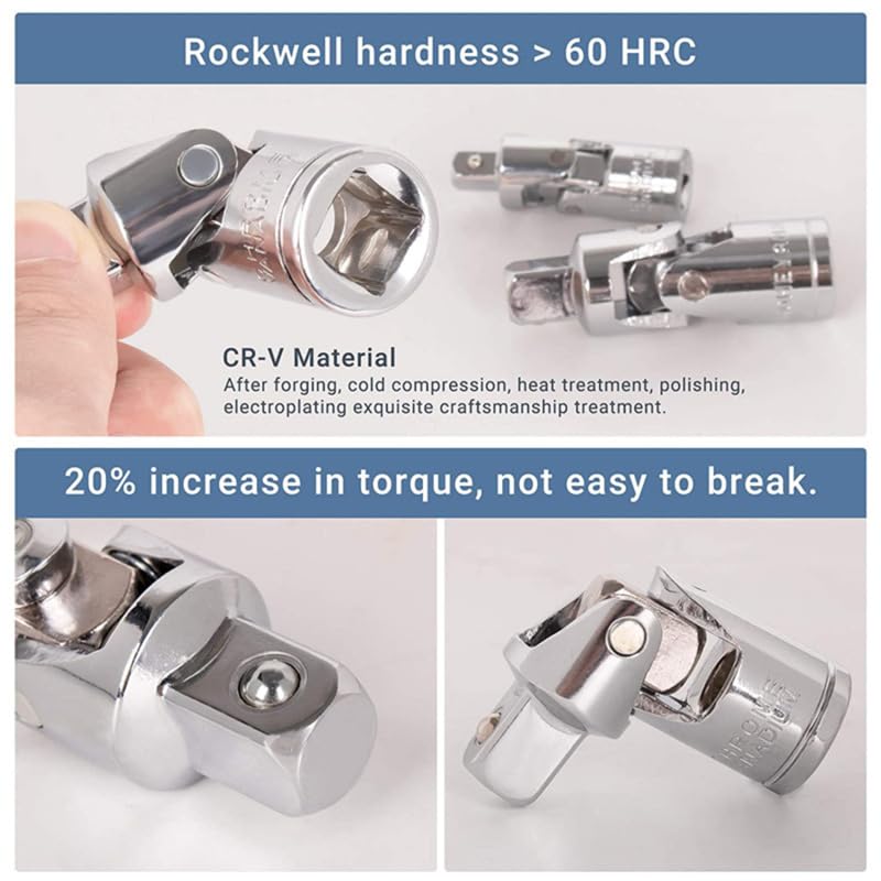 3PCS Universal Joint Set Ratchet Angle Extension Bar Socket Adapter Manual and Pneumatic Bendable Adapter Socket Tools NEW