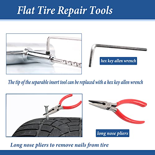 Tire Repair Kit, 68pcs Heavy Duty Tire Plug Kit, Universal Tire Repair Tools Flat Tire Puncture Repair for Car, Motorcycle, Truck, SUV, RV, ATV, Tractor, Trailer Fix Punctures and Plug Flats Patch Kit - size: 68pcs