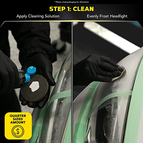 Meguiar's Two Step Car Headlight Restoration Kit, Headlight Cleaner Restores Clear Car Plastic and Protects from Re-Oxidation, Includes Coating and Cleaning Solution - 4 Count (1 Pack) - style: 2- Step Headlight Kit