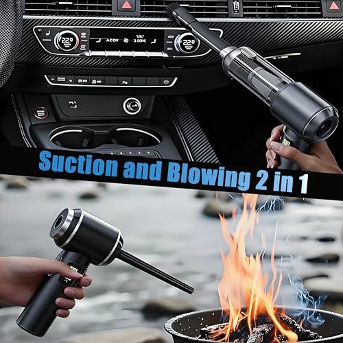 Handheld Car Vacuum Cordless with Air Duster, 30-Min Runtime 20000Pa Suction, Portable Rechargeable Small Handheld Vacuum for Car Detailing Interior Cleaning Pet Hair,Silver&Gray