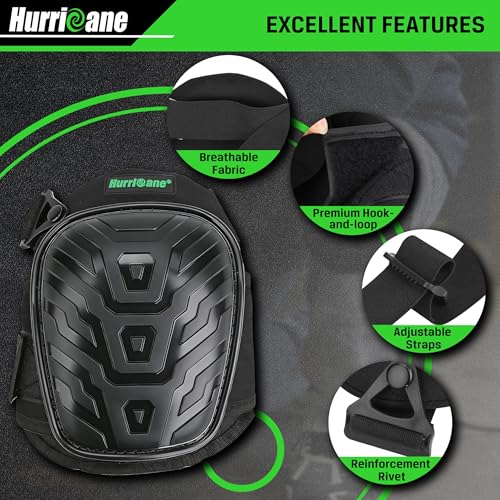HURRICANE Professional Knee Pads for Men & Women-Heavy Duty Gel & Foam Cushion with Adjustable Straps, Non-Slip Work Knee Pads for Construction, Flooring, Gardening, Welding, Plumbers & Electricians
