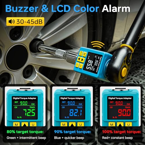Upgrade Digital Torque Adapter, (±1% Accuracy, 12.5-250Ft-lb), 1/2" Digital Torque Wrench Adapter for Car, Versatile Meter - Smart Alert | Peak/Track | Preset | Store/Delete, for Automotive(340N.m) - size: 12.5-250 Ft-lb/17-340 Nm