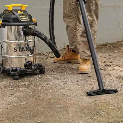 STANLEY 8 Gallon Wet Dry Vacuum, Powerful 4 Peak HP Motor, Stainless Steel Tank, 3 in 1 Shop Vacuum with Blower, Multifunctional Vacuum Cleaner for Home, Jobsite, Garage, Basement, Model: SL18117