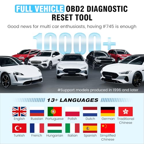 2026 BOSSCOMM IF745 Scanner Diagnostic Tool, Check Engine Code Reader with 6 Resets, ABS Bleeder/Oil/EPB/SAS/Throttle/Battery, Scanner Diagnostic Tool for Vehicles, Lifetime Free Update, Auto VIN