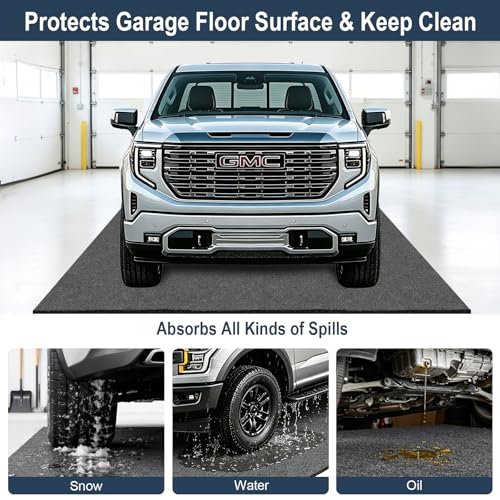 Garage Floor Mat 7'4"x17' Garage Mats for Floor Under Car,Absorbent Oil | Waterproof Garage Flooring Parking,Non-Slip Self-Grip Backing,Contain Liquid,Protect Surface from Oil Drip,Washable Reusable - size: Garage Floor Mat 7'4'' x 17'-1PK