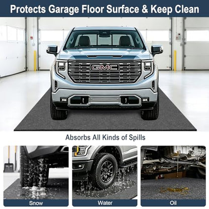 Garage Floor Mat 7'4"x17' Garage Mats for Floor Under Car,Absorbent Oil | Waterproof Garage Flooring Parking,Non-Slip Self-Grip Backing,Contain Liquid,Protect Surface from Oil Drip,Washable Reusable - size: Garage Floor Mat 7'4'' x 17'-1PK