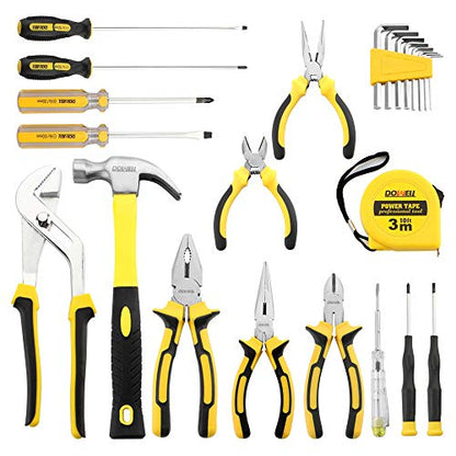 DOWELL 24 pcs Homeowner Tool Set, Home Repair Hand Tool Kit | with Portable Zipper Tool Bag - size: 24PCS