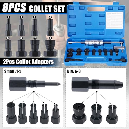 Subtoy 12PCS Blind Hole Bearing Puller Set, Internal Bearing Extractor Puller with Slide Hammer Pilot Bearings Removal Tool and 8–32mm Expandable Collets,for Motorcycle Automotive, Bicycle Bearings
