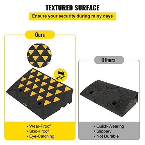 VEVOR Rubber Curb Ramp 4.3" Rise Height 2 Pack, Heavy-Duty 33069 lbs/15 T Capacity Threshold Ramps, Driveway Ramps with Stable Grid Structure for Cars, Wheelchairs, Bikes, Motorcycles - size: 5" H