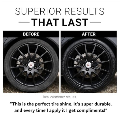 CAR GUYS Tire Shine Spray - The Perfect Deep Black Shine - Long Lasting Car Tire Dressing - No Sling & Dry to Touch - 18 Oz Kit with Applicator - size: 18 Oz Kit (W/ Applicator)