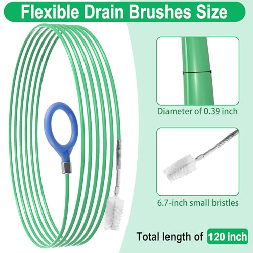 Auto Sunroof Drain Cleaning Tool, 120 Inch Flexible Tube Cleaning Brush with Pipe Cleaning Brush, Injector Hose, and Injector Soft Drain Brush, Car Sunroof Cleaner for Drains, Sewers, Windshields - size: 120 Inch kits