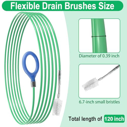 Auto Sunroof Drain Cleaning Tool, 120 Inch Flexible Tube Cleaning Brush with Pipe Cleaning Brush, Injector Hose, and Injector Soft Drain Brush, Car Sunroof Cleaner for Drains, Sewers, Windshields - size: 120 Inch kits