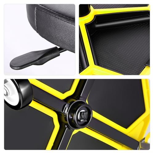 PM PERFORMOTOR Adjustable Height Pneumatic Garage Seat Rolling Mechanic Stool with Tool Tray Storage,300lbs Max Weight Capacity, Yellow,PM-TOL-ATS-YL - color: Yellow