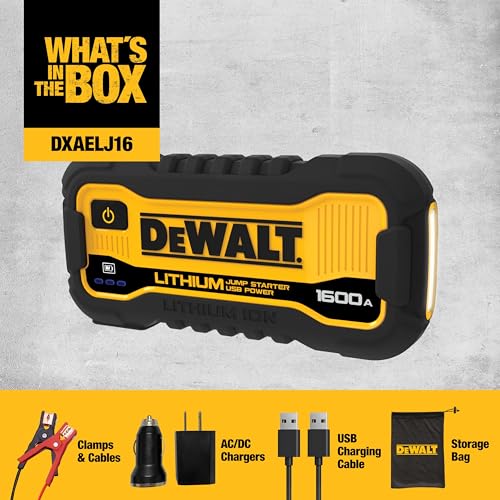 DeWalt DXAELJ16 1600 Peak Amp Jump Starter Battery Booster with USB Power Station - size: 1600 Peak Amp