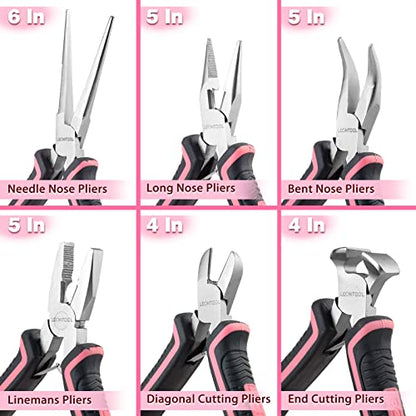 6-Piece Jewelry Pliers Set with Case, Including Needle Nose, Bent Nose, Diagonal, End Nippers, Perfect for DIY Crafting, Beading & Repairing - style: Mini Pliers Set