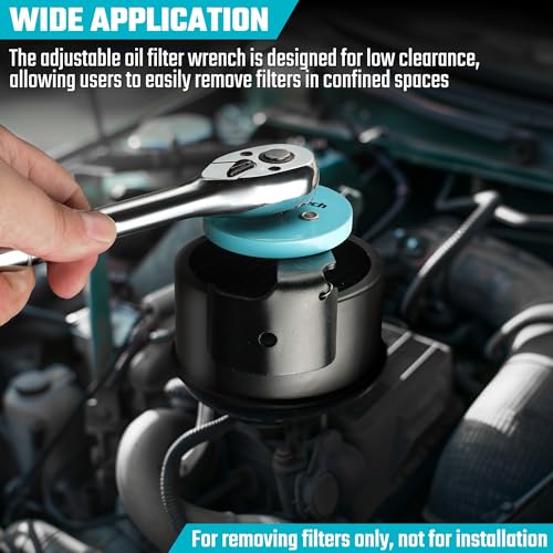 DURATECH Adjustable Oil Filter Wrench, Universal, 3/8" Drive | 2-1/2 to 3-1/8 Inches, Cap Style Filters, Small to Medium-Sized, Oil Filter Removal Tool - size: 2-1/2 to 3-1/8 Inches