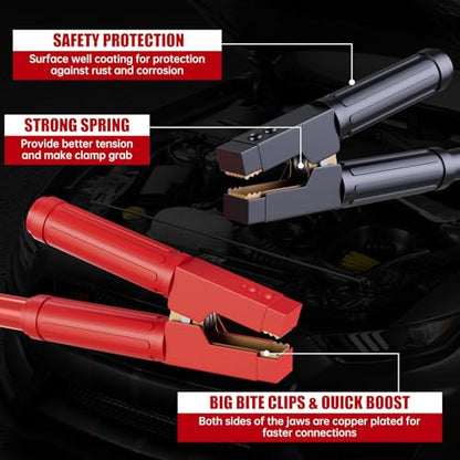 Heavy Duty Jumper Cables for Car Battery, 1 Gauge 30 Feet 900AMP Quick Connect Booster for Jump Starting Dead or Weak Batteries, Suitable for 8L Gas & 6L Diesel, Carrying Bag Included - size: 1 Gauge（30FT）