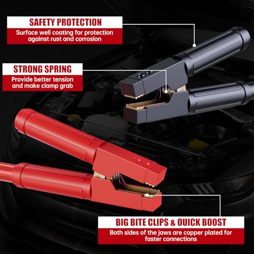 0 Gauge 30 FT Heavy Duty Jumper Cables for Car Battery, 1000Amp Quick Connect Booster Cables for Jump Starting Dead or Weak Batteries, Suitable for 8L Gas & 6L Diesel, Carrying Bag Included - size: 0 Gauge 30FT-QC