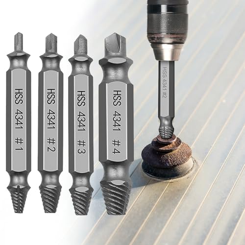 4PCS Damaged Screw Extractor Tools Sets, Stripped Screws Nuts & Bolts Drill Bit Tools for Easy Removal(silvrr) - color: 4pcs Silvery
