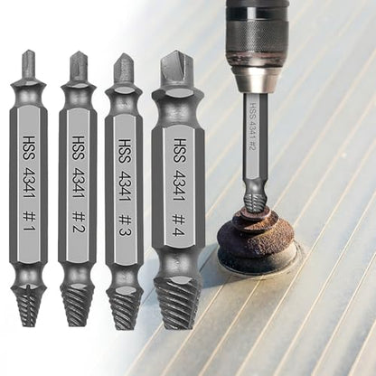4PCS Damaged Screw Extractor Tools Sets, Stripped Screws Nuts & Bolts Drill Bit Tools for Easy Removal(silvrr) - color: 4pcs Silvery