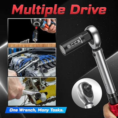 GEINXURN 1/4 In. Drive Click Torque Wrench Set, 20-240 IN.LB Dual-Direction Bike Maintenance Kit，66Pcs with Universal Socket, Screwdriver Bits for Bicycle, Car, Moto - style: GX-TW0104RS66-US