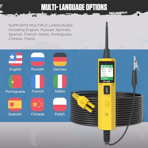 BT260 Automotive Circuit Tester Power Probe Kit, 6V 12V 24V Electrical System Diagnostic Tool with Multimeter, TFT Color Display, Smart Overload Protection, 20ft Cable for Vehicle Truck Boat