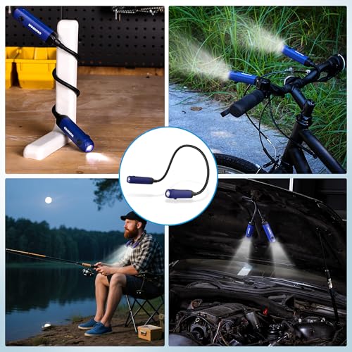 WORKPRO Rechargeable Neck Light for Hands-Free Lighting, 3 Brightness Levels 300 Lumens Neck Light, Bendable Silicone Arm, Great for Mechanics, Reading, Camping, DIY Projects, Crafting, Blue and Black - color: Blue
