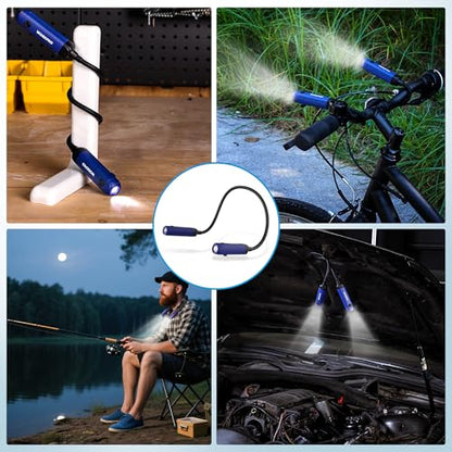 WORKPRO Rechargeable Neck Light for Hands-Free Lighting, 3 Brightness Levels 300 Lumens Neck Light, Bendable Silicone Arm, Great for Mechanics, Reading, Camping, DIY Projects, Crafting, Blue and Black - color: Blue