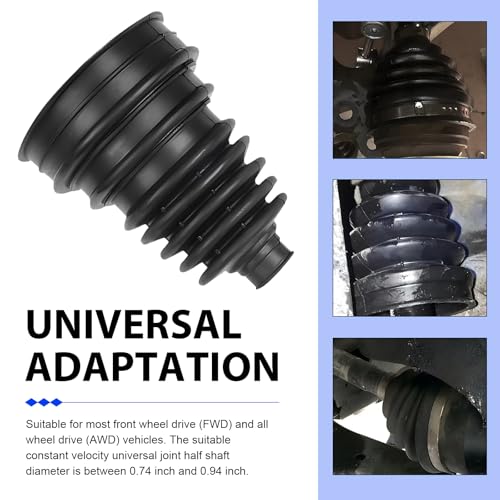 2 PCS Cv Axle Boot Repair Kit, Leak Proof CV Boot with 4 Stainless Steel Clamps & 6 Cable Ties, Dustproof External Ball Cage Repair Bushing, Fits 19mm-24mm Shaft Vehicles (Black)