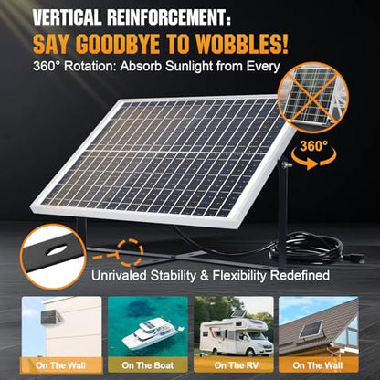 ECO-WORTHY Solar Panel Kit 25W 12V Solar Battery Charger Trickle Maintainer, 25W Solar Panel + Adjustable Mount Bracket + Upgrade Controller,for 12V Batteries Cars RV Boat Motorcycle Marine - size: 25W Smart KIT