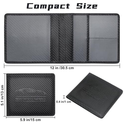 Car Registration and Insurance Holder, Premium Leather Insurance and Registration Holder,vehicle Glove Box Car Organizer, with Magnetic Shut for Cards, Driver License (Carbon Fiber Black-S) - color: 01-Carbon Fiber Black-S