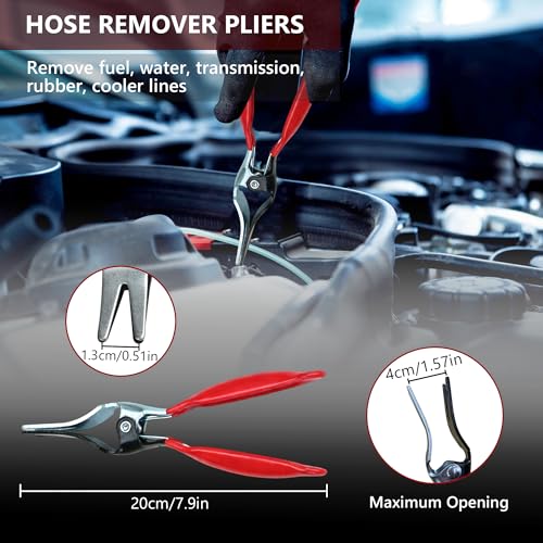 6Pcs Fuel Line Disconnect Tool Set, 9" Fuel Filter Caliper, Professional Hose Clamp Kit, Pipe Clamp Clip, 30 Degree Disconnect Pliers for Auto Maintenance with Storage Case