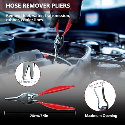6Pcs Fuel Line Disconnect Tool Set, 9" Fuel Filter Caliper, Professional Hose Clamp Kit, Pipe Clamp Clip, 30 Degree Disconnect Pliers for Auto Maintenance with Storage Case