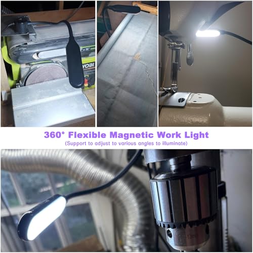 Magnetic LED Work Light with Flexible Gooseneck for Lathe | Multi-Purpose, for Drill Press Workbench Crafting