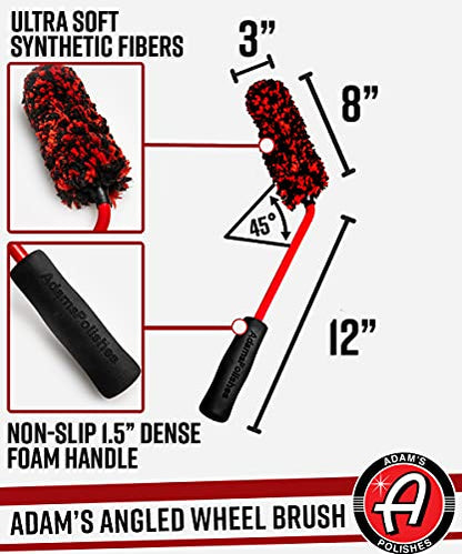 Adam's Polishes Angled Wheel Detailing Brush - Car Cleaning Wheel Brush |Use W/Wheel Cleaner, Rim Cleaner, Chrome Cleaner | Car Wash Brush Cleans Brake Dust from Barrels & Hard to Reach Areas (Large) - size: Large