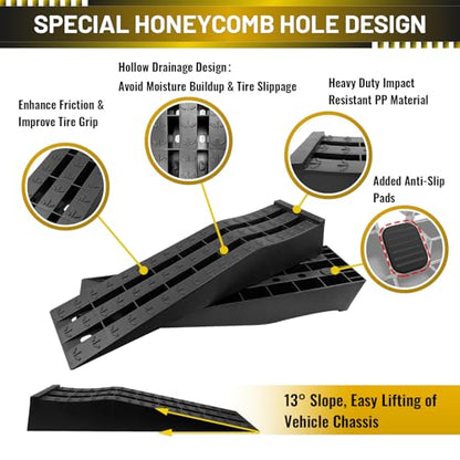 HOXWELL Portable Car Ramps for Oil Changes High Lift, Heavy Duty Low Profile Car Ramps for Jack Support, Vehicle Ramps for Garage, 31.5''x8.1''x4.9'', GVW 10000 LBS, 2PCS - size: 270-2PCS