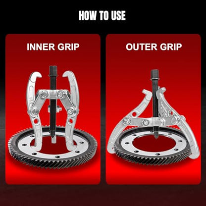 Big RED Gear Puller Set, 3''4''6'' 3 jaw Puller Tool, Puller Kit for Gearing, Pulley and Bearing Removal, Puller Kit Pulley with Reversible Jaws, 3 Pcs