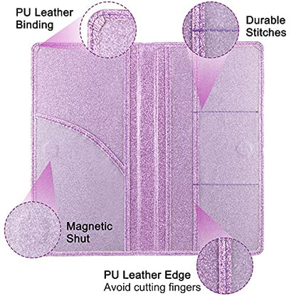 Car Registration and Insurance Holder, Premium Leather Insurance and Registration Holder,vehicle Glove Box Car Organizer, with Magnetic Shut for Cards, Driver License (Glitter Purple) - color: 07-Glitter Purple
